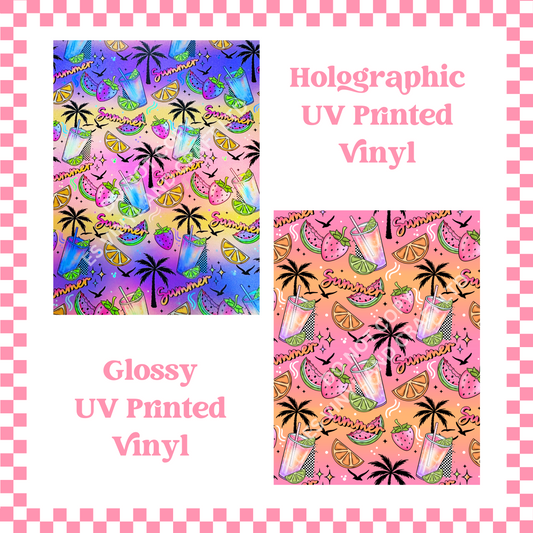 Summer Days - Holographic or Normal Printed Vinyl (A4 or 12" x 12") Sheets image 0