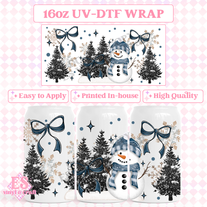 Snowman - 16oz Beer Can / Libbey UV-DTF Transfer image 0