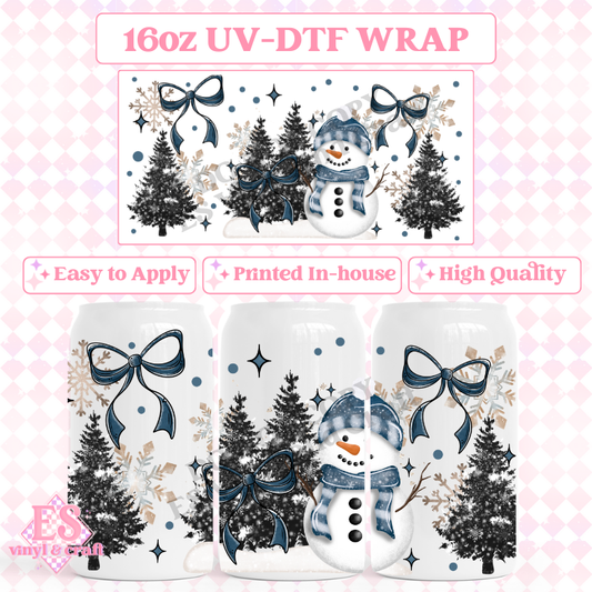 Snowman - 16oz Beer Can / Libbey UV-DTF Transfer image 0