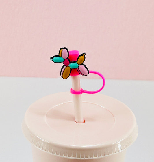 Multi Coloured Balloon Dog - Straw Topper image 0
