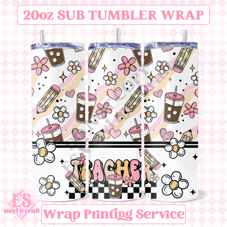 Teacher - Full 20oz Tumbler Sublimation Ready Print image 0