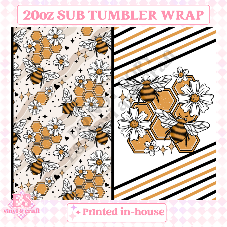 Bees - Full 20oz Tumbler Sublimation Ready Print image 1