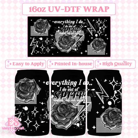 Out of Spite (White Accents) - 16oz Beer Can / Libbey UV-DTF Transfer image 0