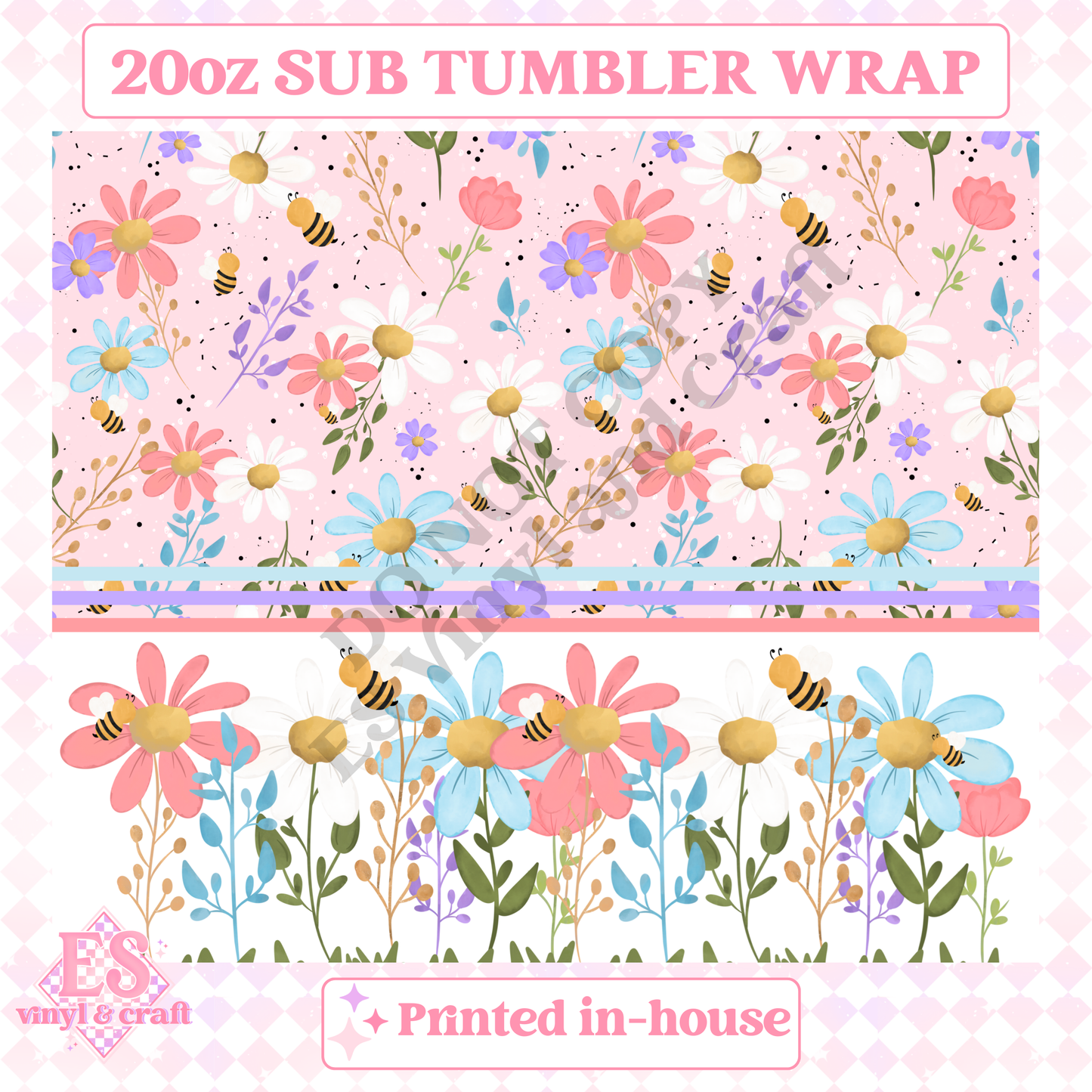 Spring Bees - Full 20oz Tumbler Sublimation Print image 1