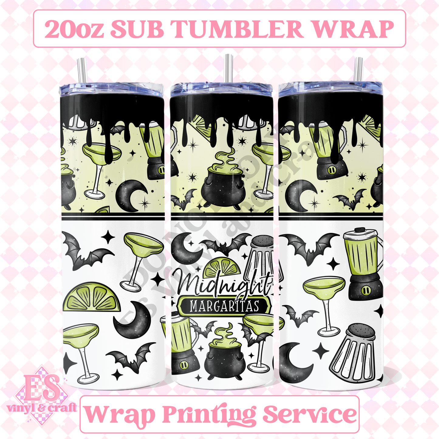 Midnight Margaritas - Full 20oz Tumbler Sublimation Print image 0