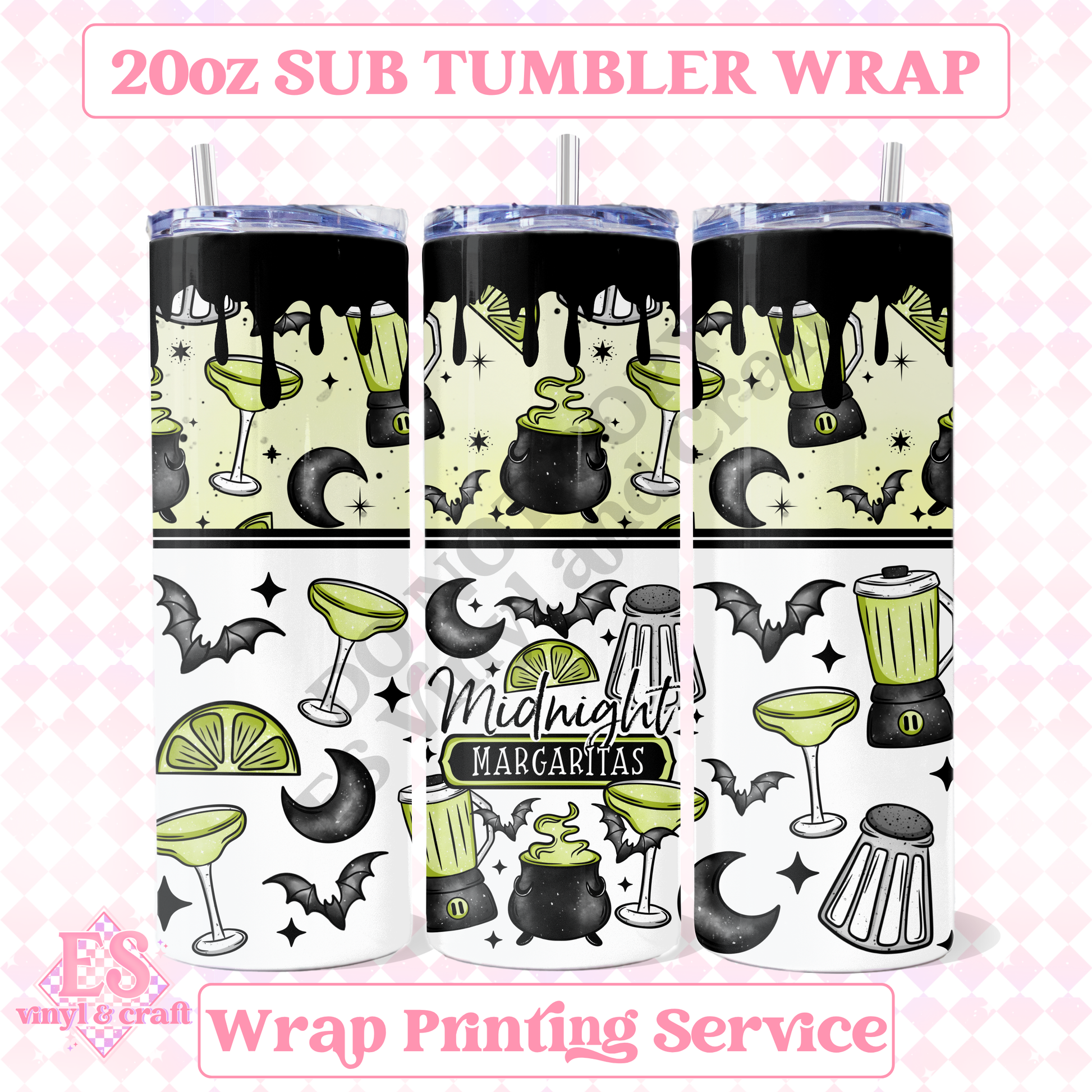Midnight Margaritas - Full 20oz Tumbler Sublimation Print image 0