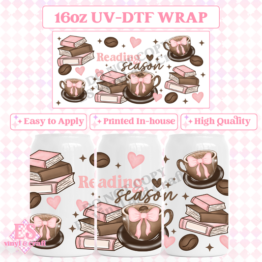 Reading Season - 16oz Beer Can / Libbey UV-DTF Transfer image 0