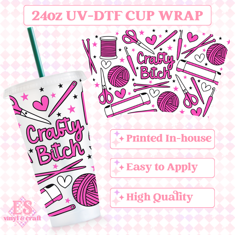 Crafty Bitch - UVDTF 24oz Cold Cup Wrap image 0