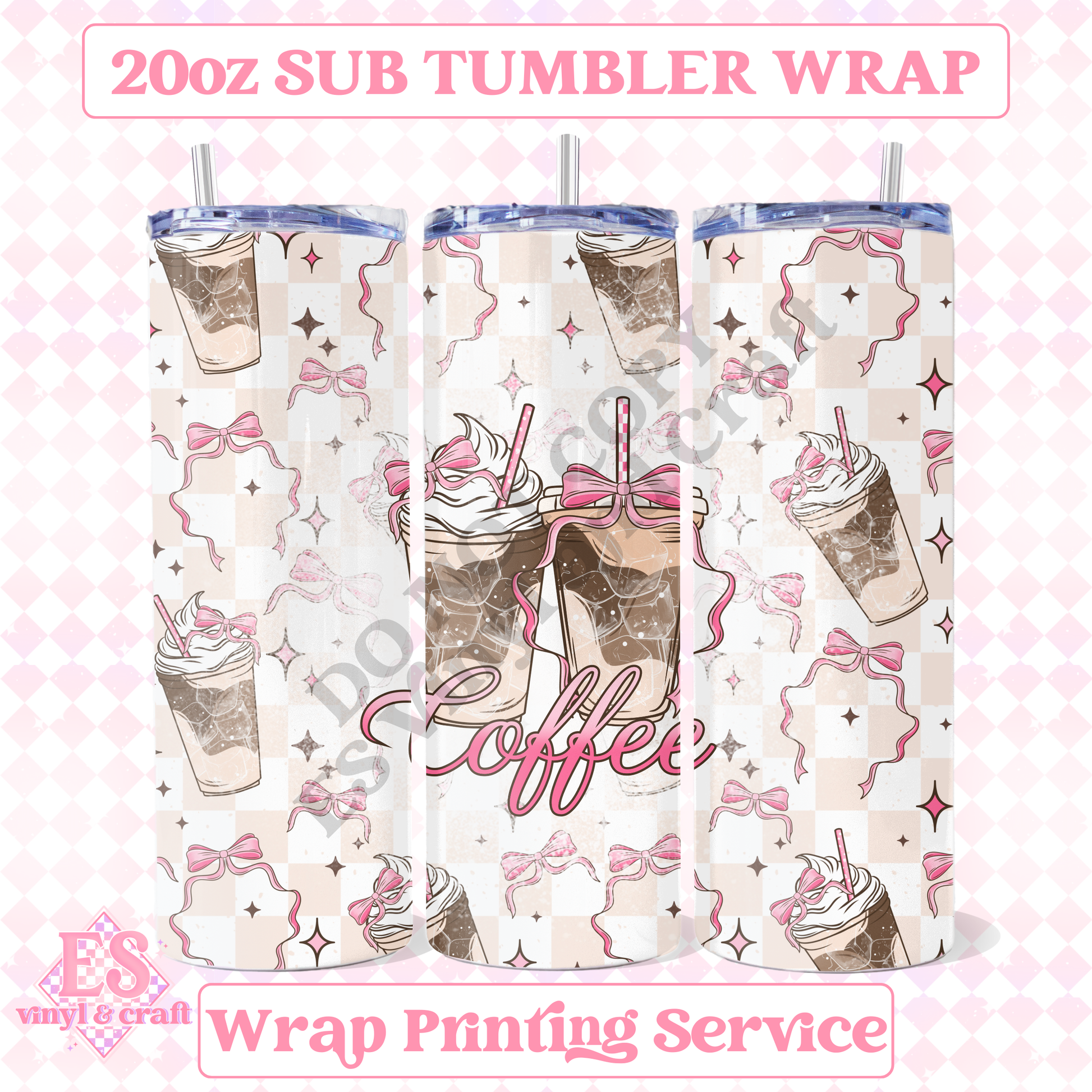 Pink Coffee - Full 20oz Tumbler Sublimation Print image 0