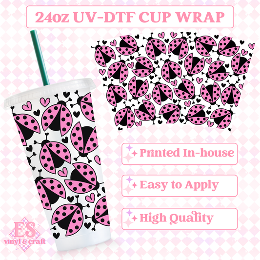 Pink Ladybird - UVDTF 24oz Cold Cup Wrap image 0