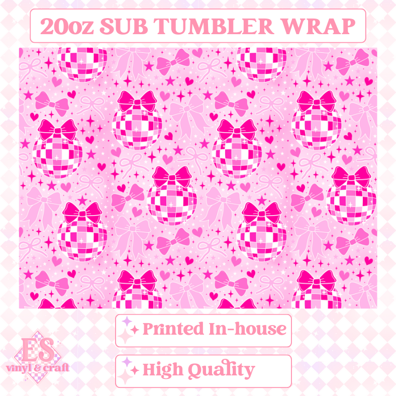 Disco Bow Seamless - Full 20oz Tumbler Sublimation Ready To Print image 1