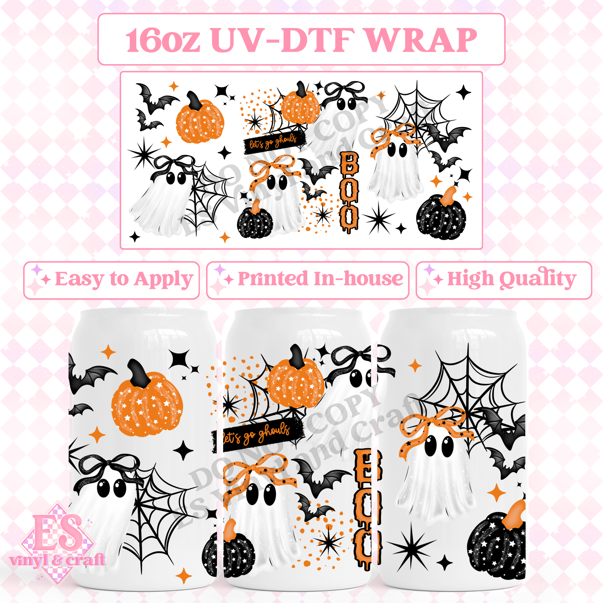 Boo Ghosts - 16oz Beer Can / Libbey UV-DTF Tran image 0