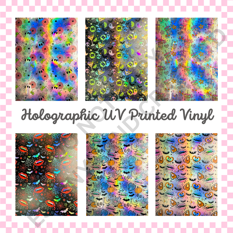 UV Printed Holographic Teckwrap Permanent Vinyl - A4 or 12" x 12" Sheet image 0