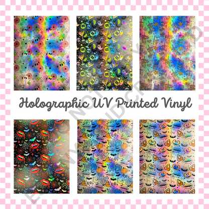 UV Printed Holographic Teckwrap Permanent Vinyl - A4 or 12" x 12" Sheet image 0