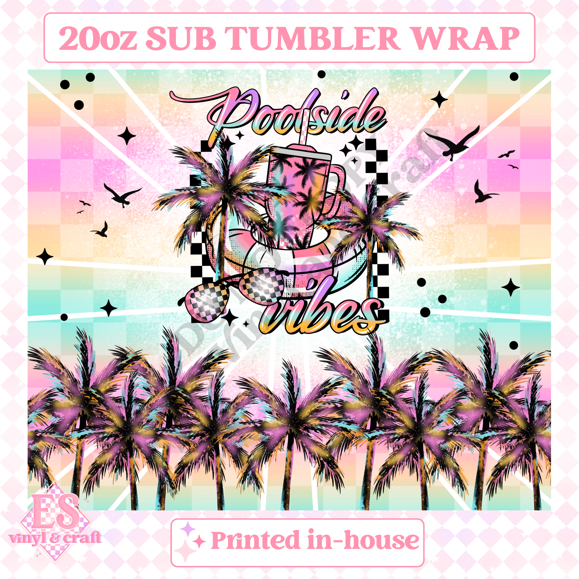 Poolside Vibes - Full 20oz Tumbler Sublimation Print image 1