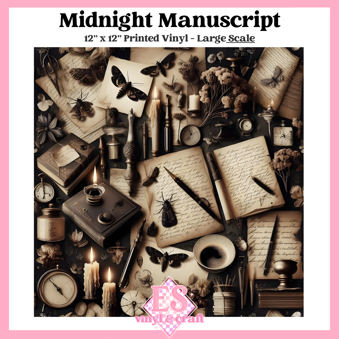 Midnight Manuscript - Small or Large Scale Options - 12" x 12" Sheet image 2