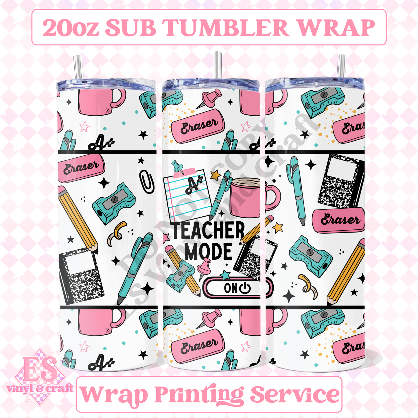 Teacher Mode - Full 20oz Tumbler Sublimation Print image 0