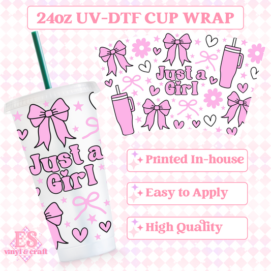 Just A Girl - UVDTF 24oz Cold Cup Wrap image 0
