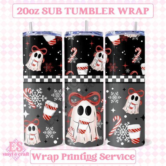 Peppermint Ghostie - Full 20oz Tumbler Sublimation Print image 0