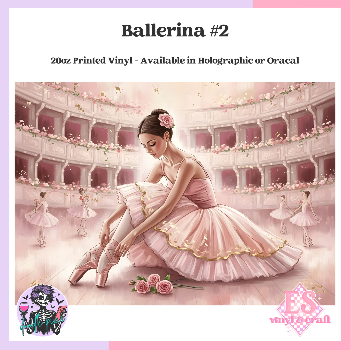 Ballerina #2 - 20oz Printed Tumbler Self Adhesive Vinyl image 0