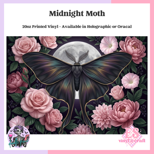 Midnight Moth- 20oz Printed Tumbler Self Adhesive Vinyl