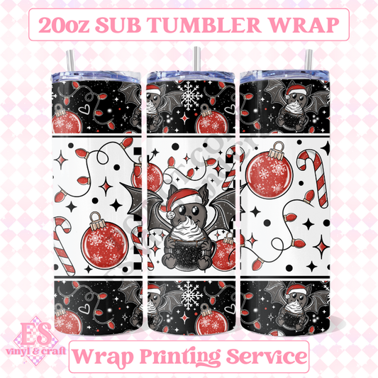 Santa Bat - Full 20oz Tumbler Sublimation Ready Print image 0