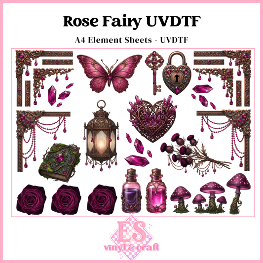 Rose Fairy - UVDTF Element Sheet (A4 Sheet)