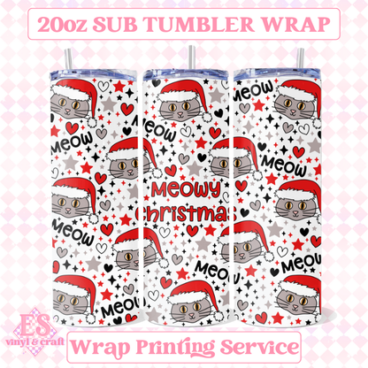 Meowy Christmas - Full 20oz Tumbler Sublimation Print image 0