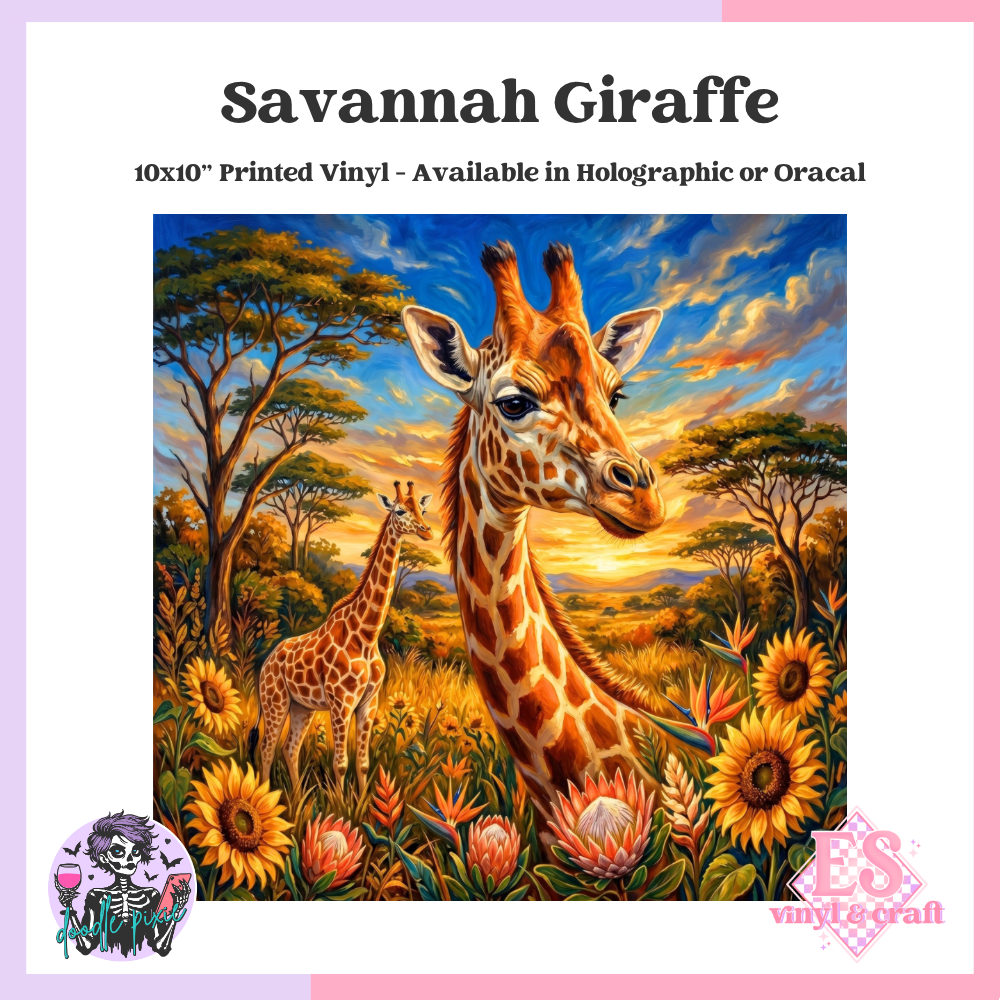 Savannah Giraffes - 10" x 10" Self Adhesive Vinyl (Oracal or Holo)