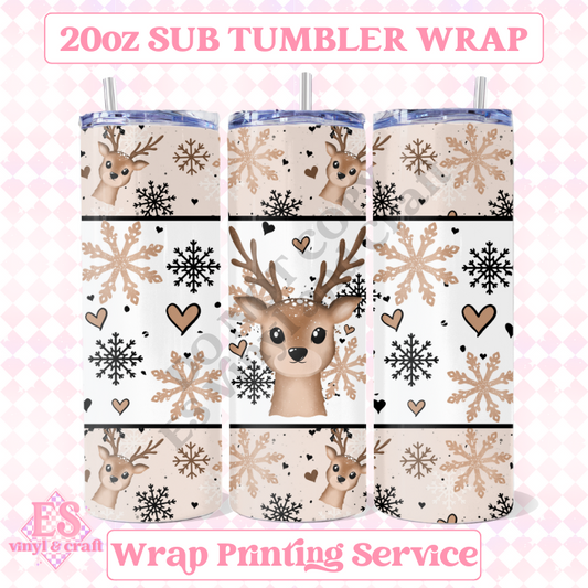 Winter Deer - Full 20oz Tumbler Sublimation Ready Print image 0