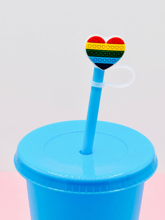 Straw Topper - Popping Rainbow Heart image 0