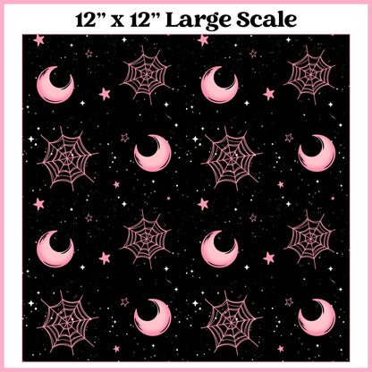 Pink Webs and Moons - 12"x12" Printed Self Adhesive Vinyl