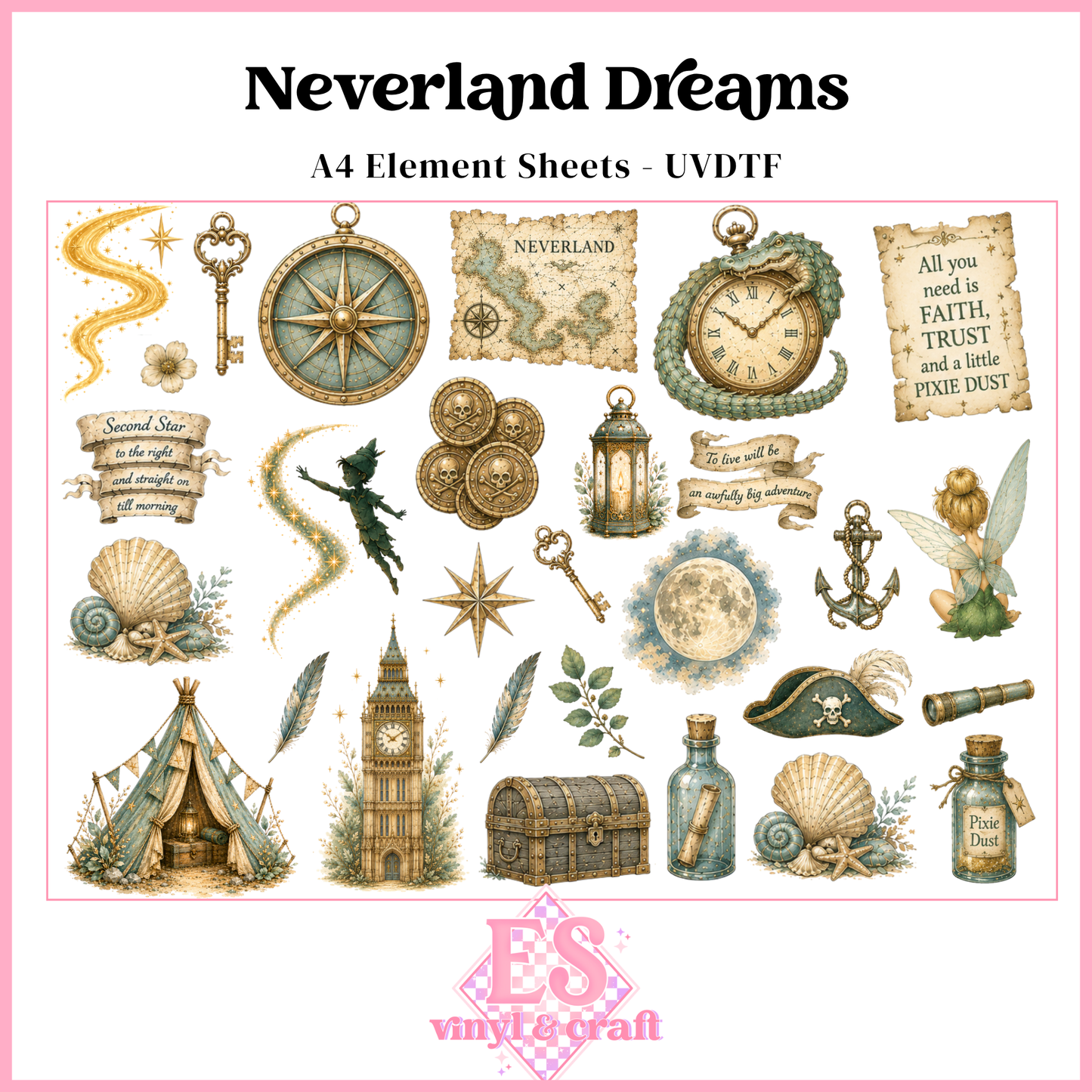 Neverland Dreams - UVDTF Element Sheet (A4 Sheet)