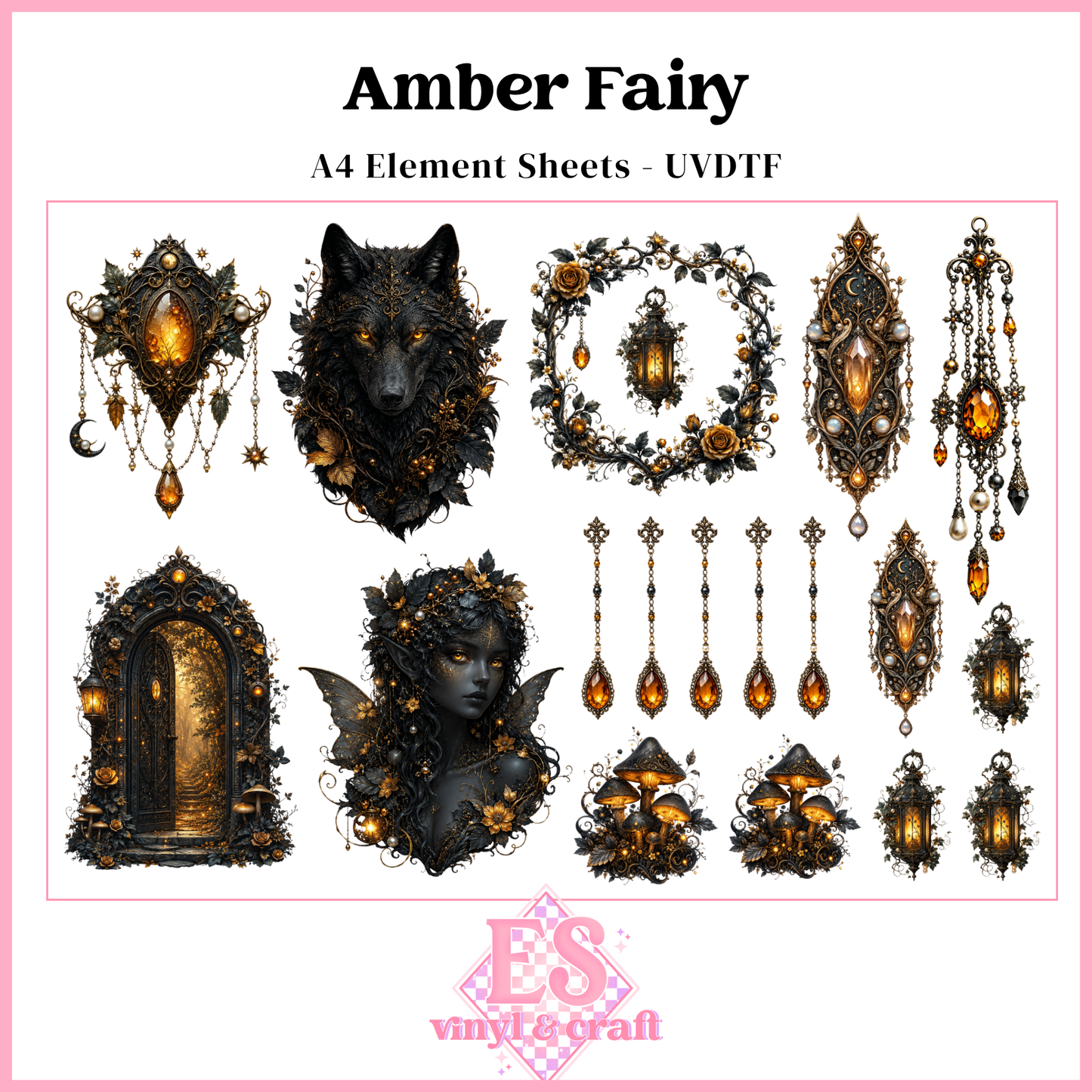 Amber Fairy - UVDTF Element Sheet (A4 Sheet)