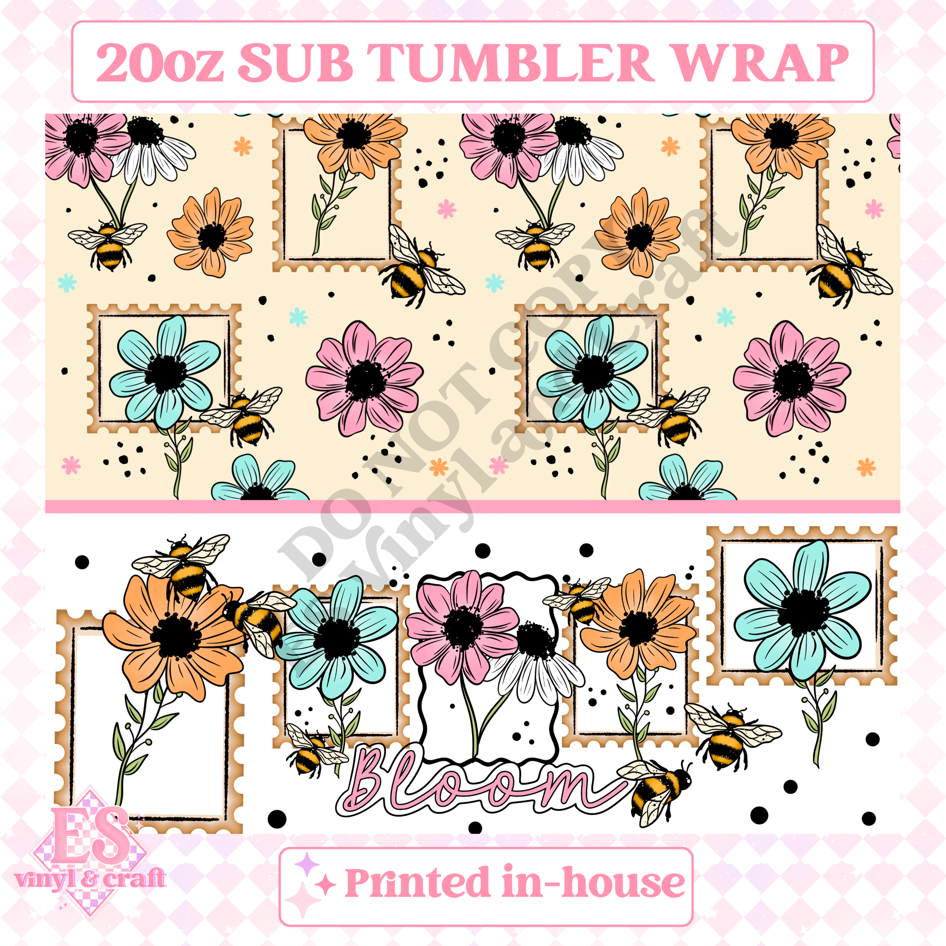 Bloom Stamp - Full 20oz Tumbler Sublimation Print image 1