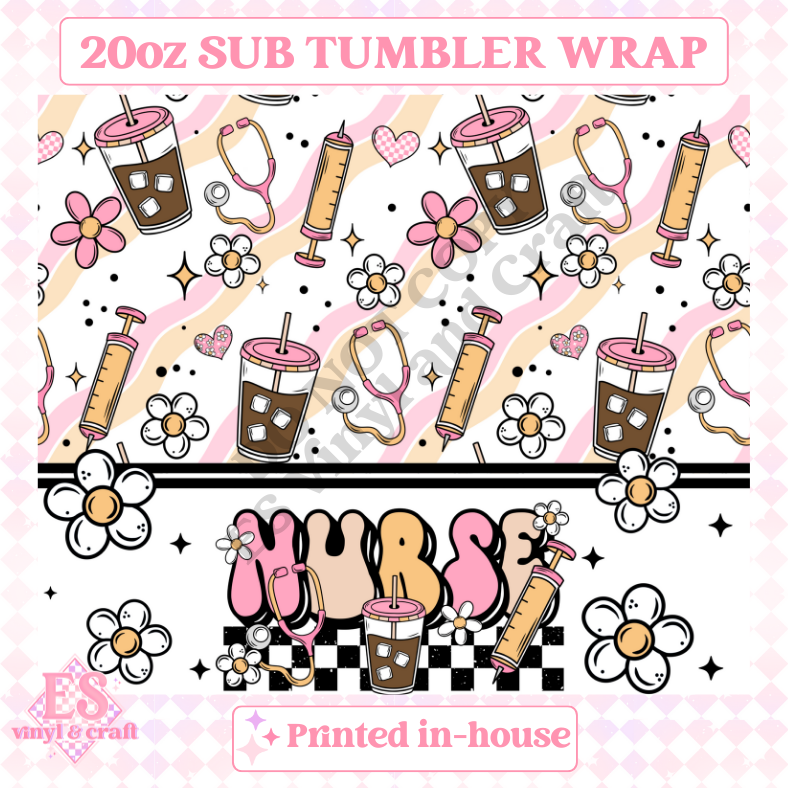 Nurse - Full 20oz Tumbler Sublimation Ready Print image 1