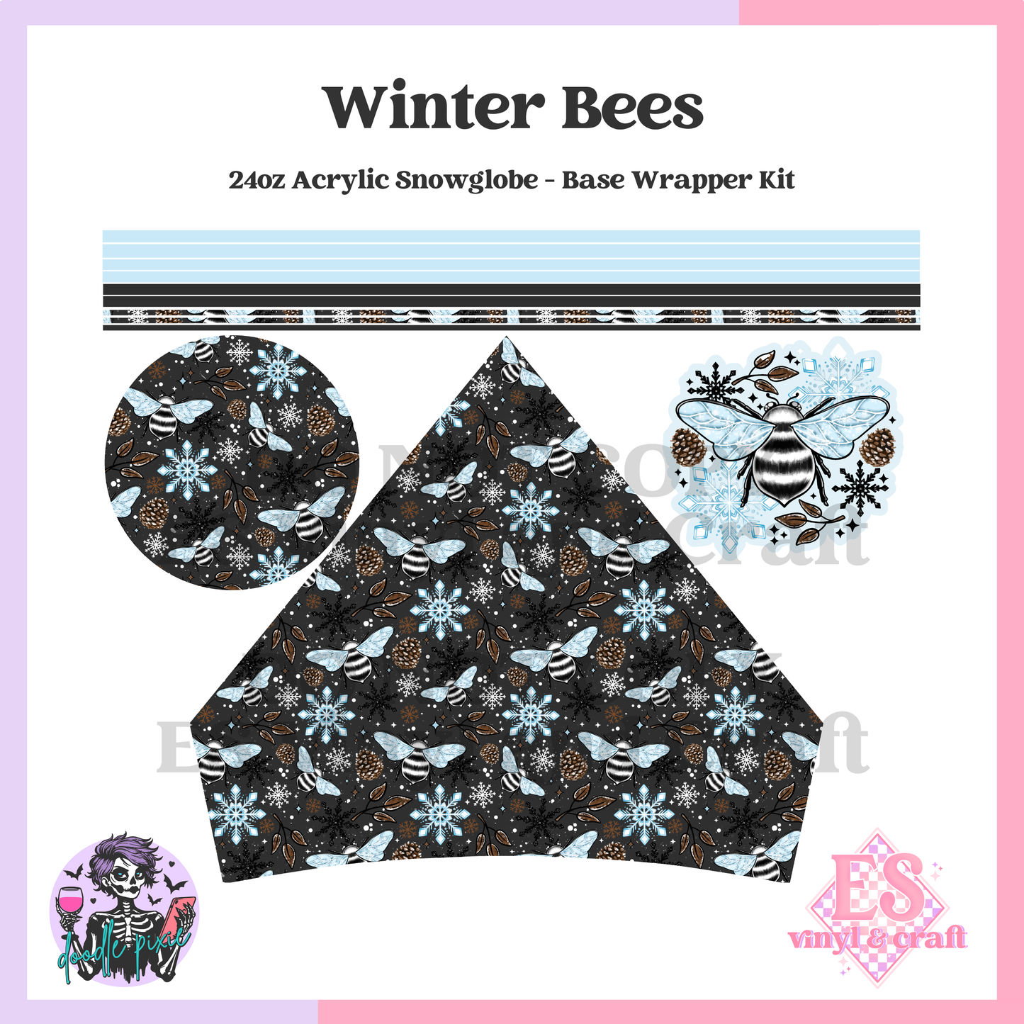 Winter Bees - 24oz Snowglobe Wrapper Kit image 0