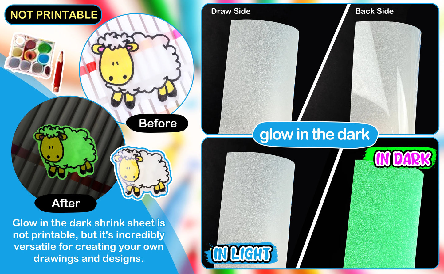 Teckwrap Glow in the Dark Shrink Sheets (Pack of 10) image 1