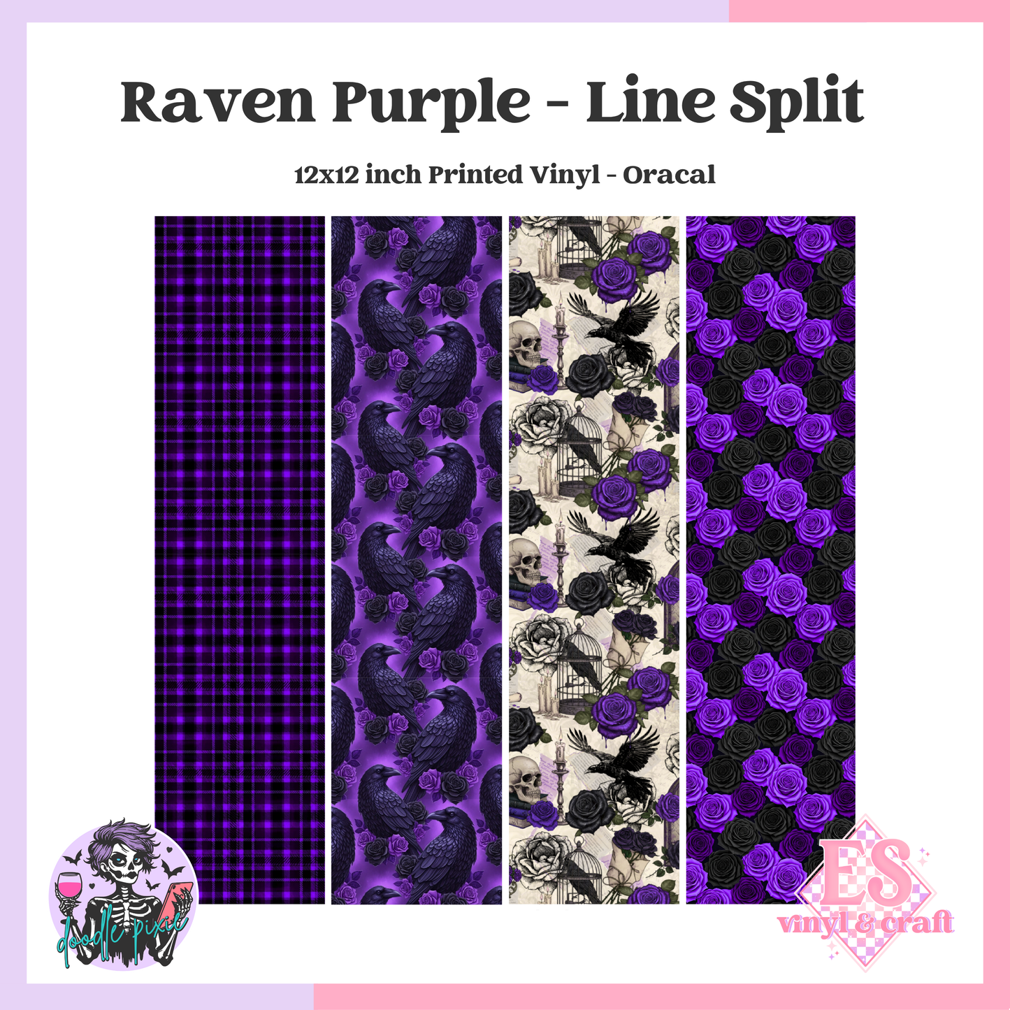 Raven Purple - Line Split 12" x 12" Printed Vinyl image 0