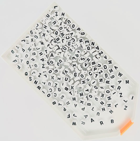 White and Black Letter Beads (Pack of 200) image 0