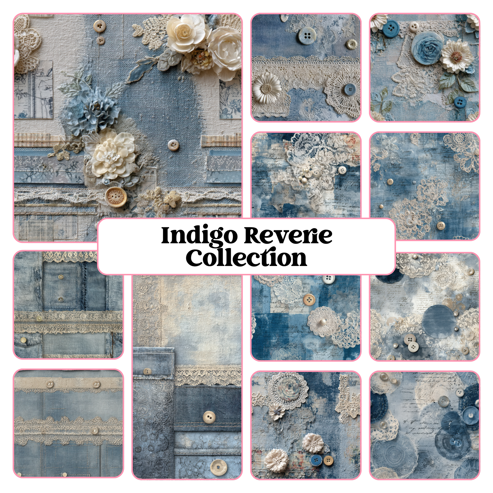 Indigo Reverie Collection - 12" x 12" Sheet (12 Different Designs) image 0