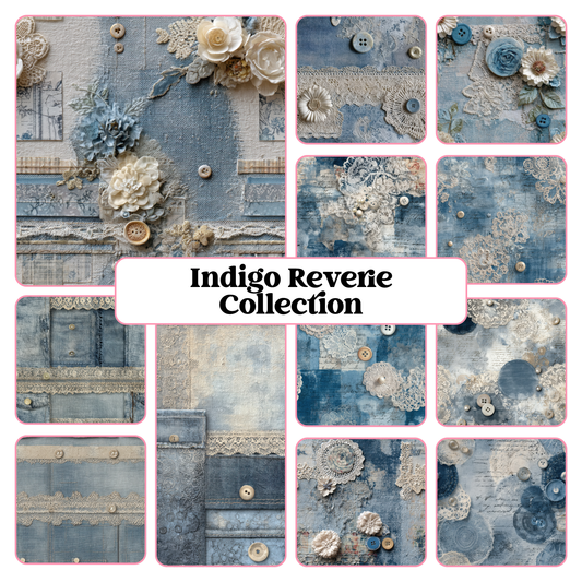 Indigo Reverie Collection - 12" x 12" Sheet (12 Different Designs) image 0
