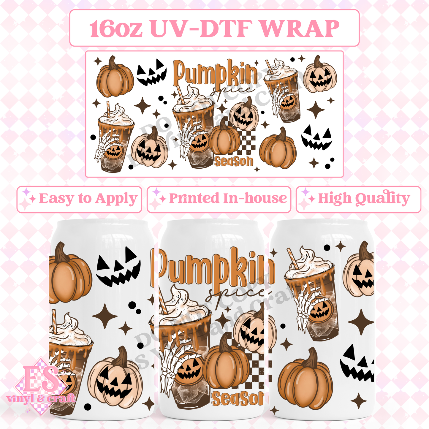 Pumpkin Spice Season - 16oz Beer Can / Libbey UV-DTF Transfer image 0