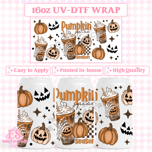 Pumpkin Spice Season - 16oz Beer Can / Libbey UV-DTF Transfer image 0
