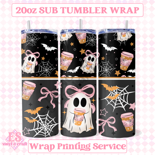 Bow Ghostie - Full 20oz Tumbler Sublimation Print image 0