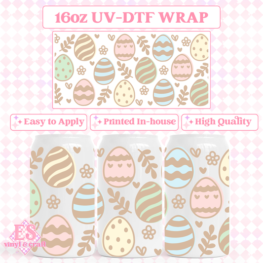 Pastel Easter Eggs - 16oz Beer Can / Libbey UV-DTF Transfer image 0