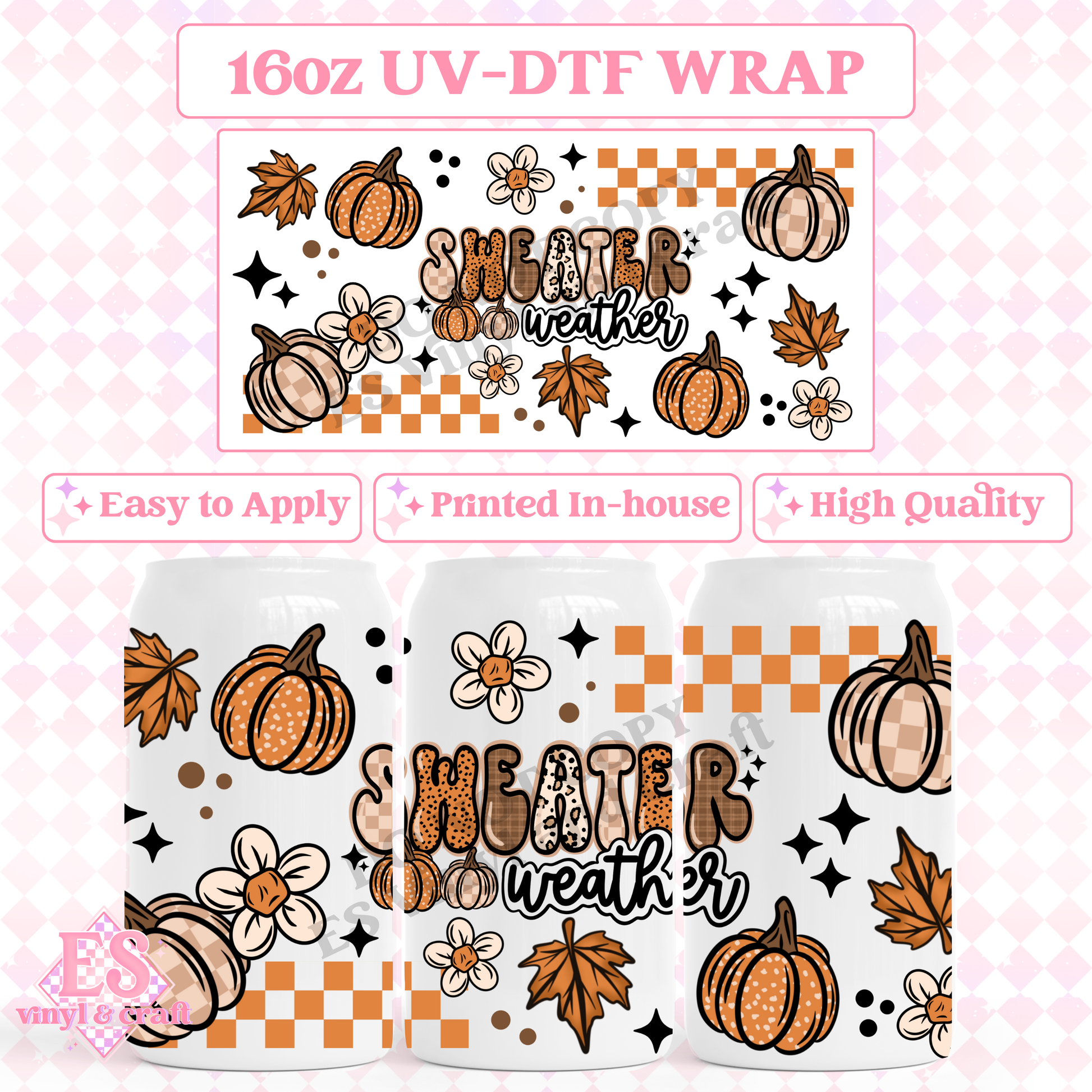 Sweater Weather - 16oz Beer Can / Libbey UV-DTF Transfer image 0