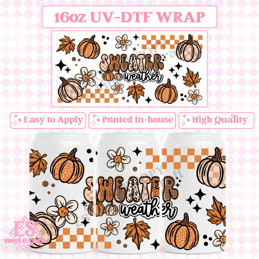 Sweater Weather - 16oz Beer Can / Libbey UV-DTF Transfer image 0