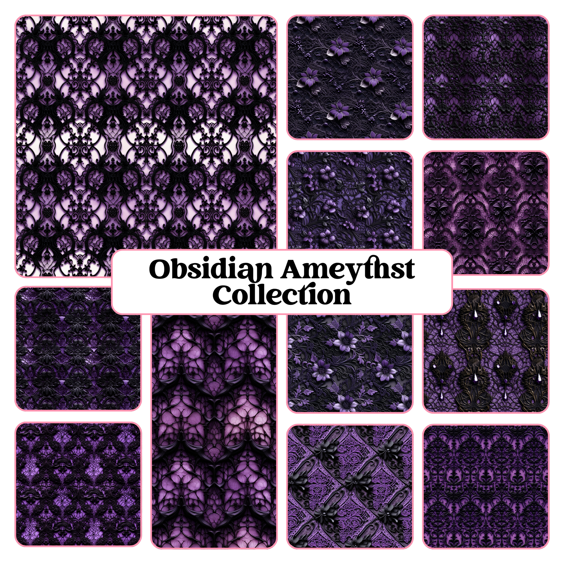Obsidian Amethyst Collection - 12" x 12" Sheet (12 Different Designs) image 0