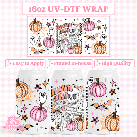 Halloween Junkie - 16oz Beer Can / Libbey UV-DTF image 0